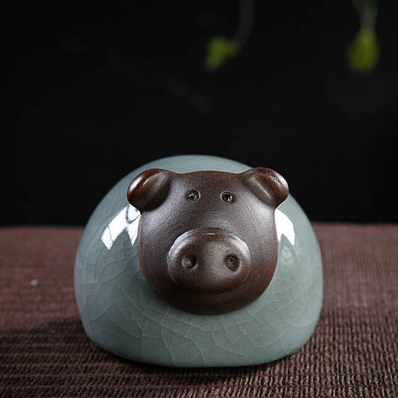 可爱十二生肖摆件小羊小牛陶瓷工艺品小动物创意客厅家居装饰摆设