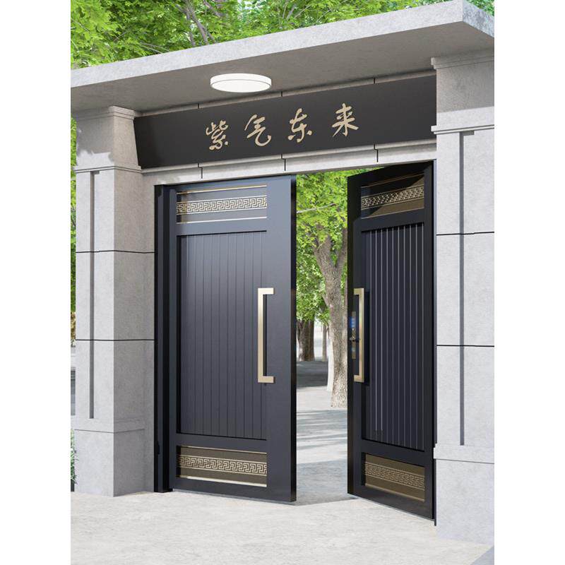 铝合金庭院别墅门不锈钢自建房屋双门铁艺乡村户外牌匾庭院门