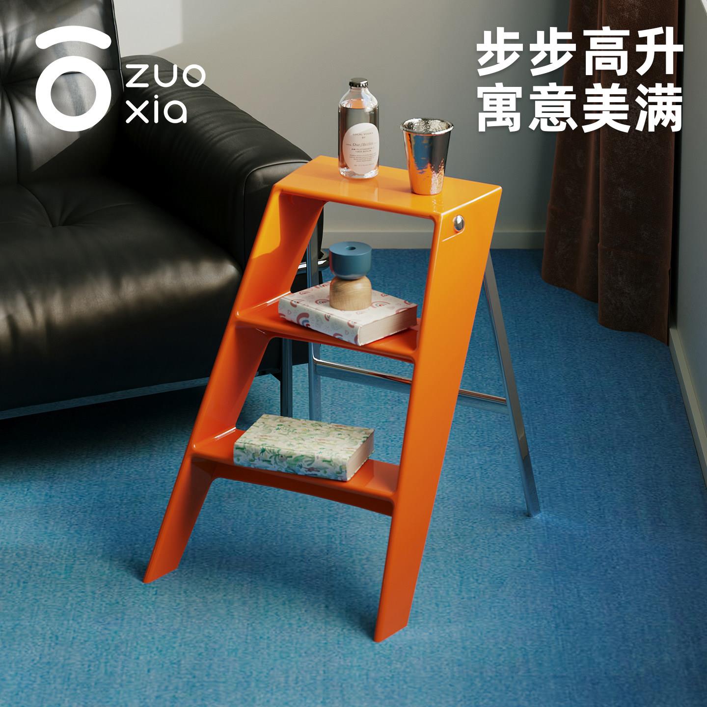左下步步高升折叠梯家用梯凳置物架新居乔迁登高凳多功能创意收纳