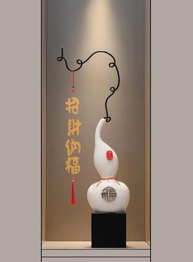 新中式玄关招财纳福陶瓷大象摆件高档客厅电视柜竖高装饰工艺礼品