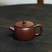 宜兴紫砂壶原矿紫朱泥小品小平盖壶中式 手绘功夫茶壶茶具130ml