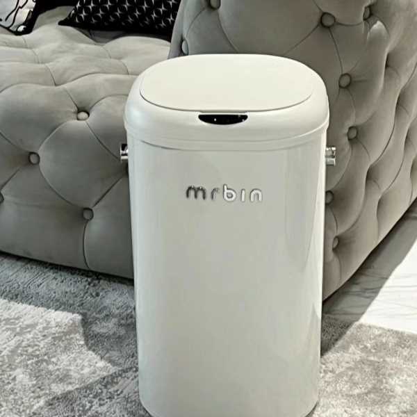 麦桶桶（Mr.Bin）感应厨房垃圾桶智能大号带盖30L奶油白银