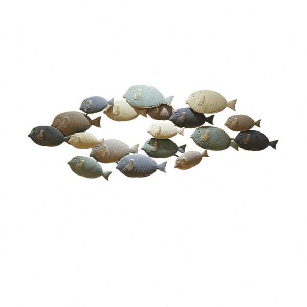 地中海风格墙面装饰儿童房创意软装铁艺壁饰墙上挂件群鱼立体墙饰