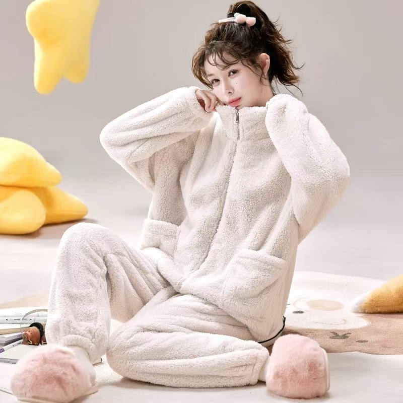 双面北极绒加厚加绒保暖睡衣