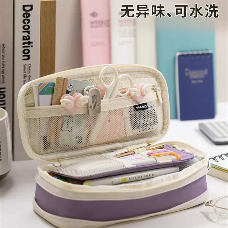 安蔻笔袋大容量文具盒ins日系大容量笔盒angoo笔袋女孩铅笔盒中学