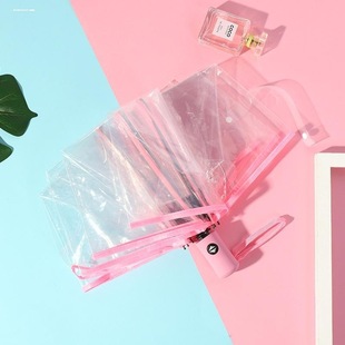 日系雨伞透明折叠高颜值可爱全自动加固长柄大号ins新