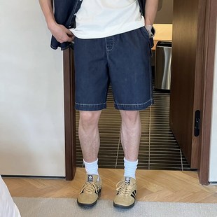 新款 松紧带五分裤 夏季 休闲 美式 柔软垂感薄款 马克斯星球 牛仔短裤