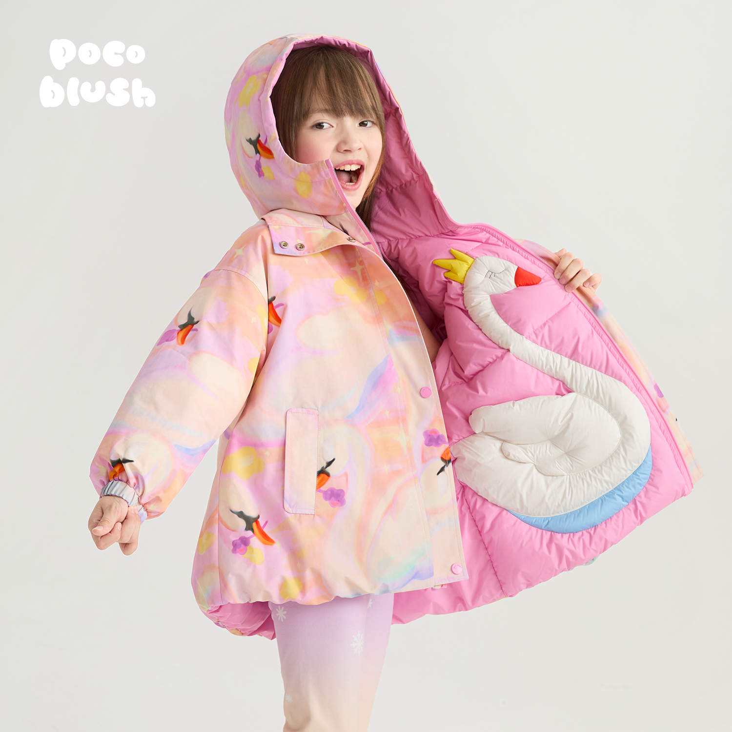 【优雅的天鹅】两面穿90白鹅绒服