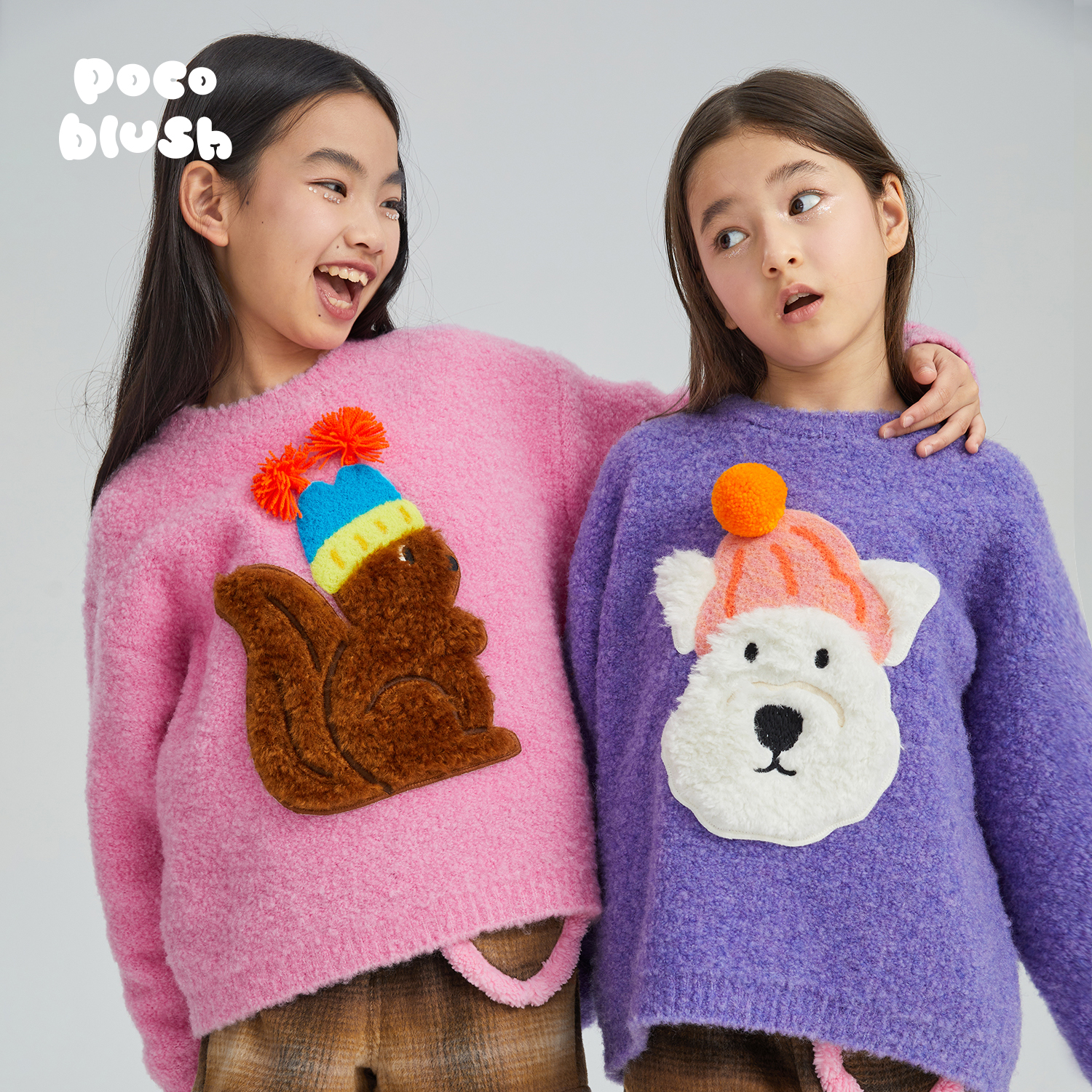 pocoblush雪地松鼠圈圈纱毛衣