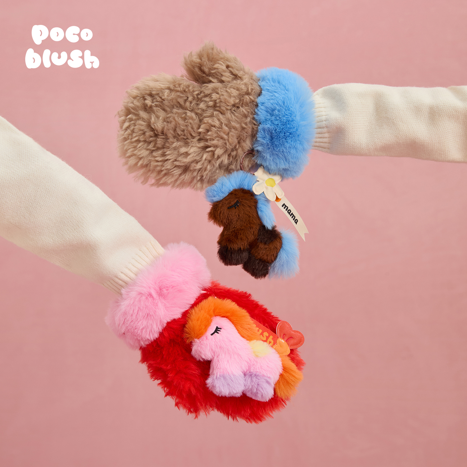 【小马公仔】毛绒手套冬环保皮草