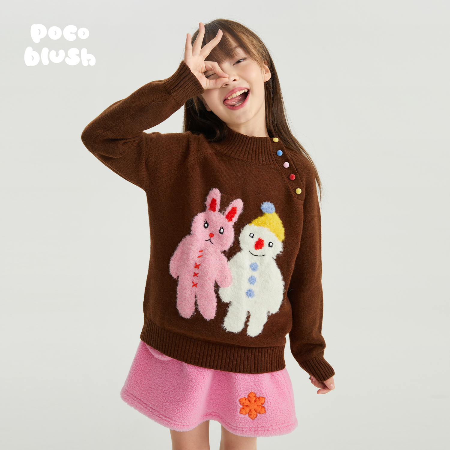 【拉拉小手】提花毛衣女童半高领