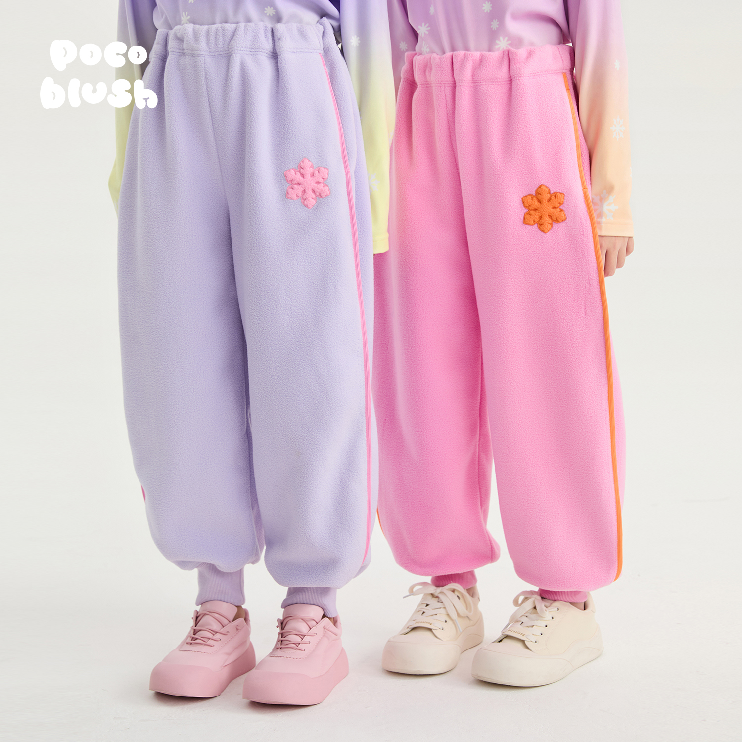 小小雪花暖绒女童长裤摇粒绒