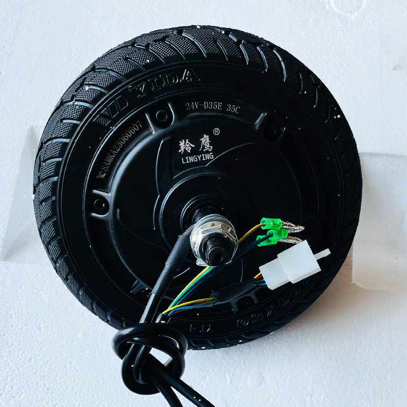 电动车电机8寸实心胎鼓刹24v36v350w滑板车小海豚自行车电机35C