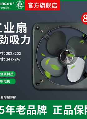 金羚工业排气扇 8寸方形金属铁强力轴流风扇厨房油烟抽风机FA-20P