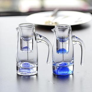 刻度分酒器酒壶具家用烈酒一口杯 闪亮蓝山水晶玻璃高端白酒杯套装