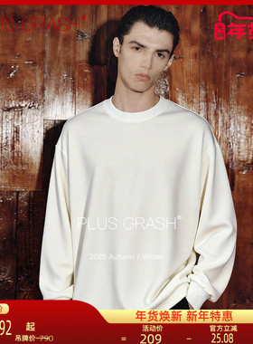 PLUS CRASH冬季新款糯唧唧羊毛混纺宽松老钱风高级感中性加厚卫衣