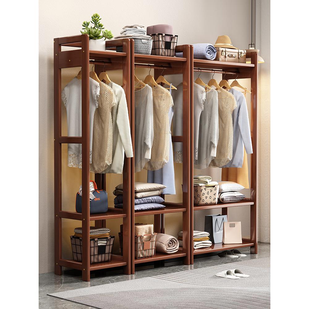全实木床边衣帽架家用落地卧室多功能现代简约置物组合挂挂衣架子
