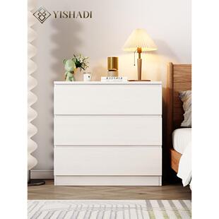 实木白色床头柜三斗五斗柜储物抽屉柜卧室阳台床尾收纳家用置物柜