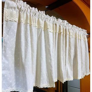 田园碎花棉麻窗帘半遮光装饰短帘半帘穿杆魔术贴柜门遮挡帘半截帘