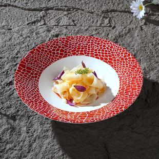 新款陶瓷斗笠宽口碗创意高脚凉菜碗宴会餐厅冷菜盘个性菜式专用盘