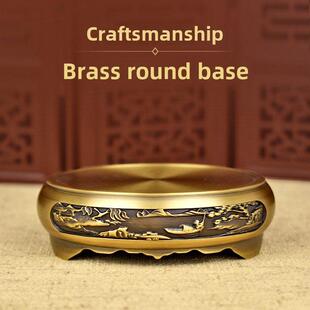 纯黄铜底座工艺品装饰品底座支架葫芦香炉文昌塔聚宝盆莲花圆盘