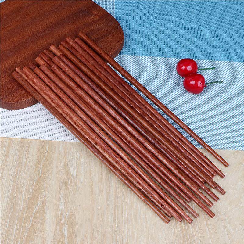 天然实木筷子红檀木筷家用木筷10双装筷子原木筷鸡翅木筷家用筷子
