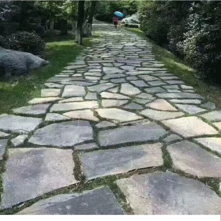 天然青石板不规则绣色碎拼园林花园仿古铺路地砖庭院广场毛边乱石