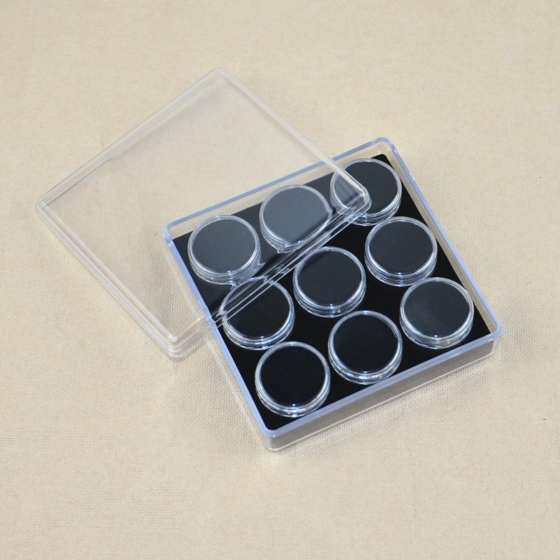 9位透明亚克力珠宝裸石彩色宝石戒面文玩珠子收纳展示简易包装盒