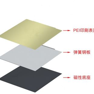 热床磁性面板 3D打印机配件 磁性弹簧钢板平台贴模型磁钢贴膜易取