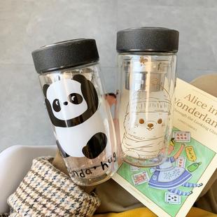高颜值双层玻璃杯ins风女泡茶杯可爱水杯家用 杯子网红同款