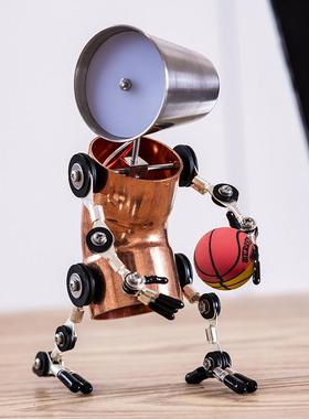 复古蒸汽朋克金属铜摆件创意礼物机械工业风纯手工桌面小夜灯篮球