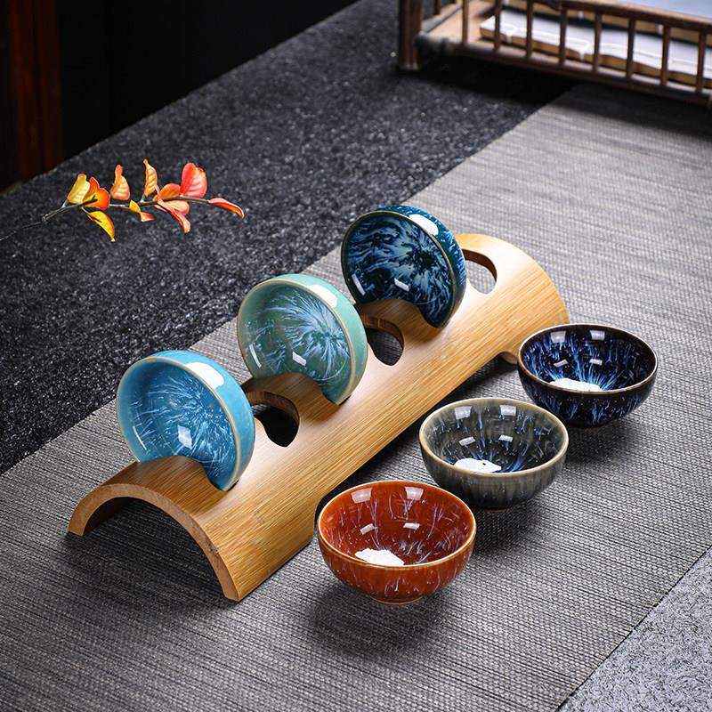 天目釉建盏窑变拉丝茶杯6只陶瓷杯功夫茶具小茶盏品名杯茶碗套装,餐饮具,茶杯,淘宝优惠券,粉丝福利购,淘宝优惠卷