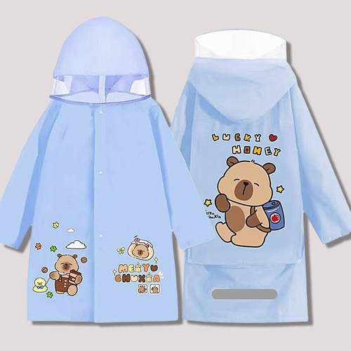 儿童卡皮巴拉雨衣男女孩加长防水幼儿园小学生带书包位雨披无味