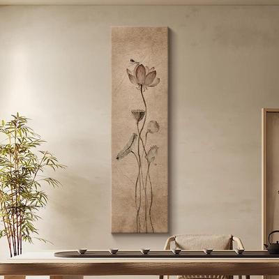 宋代美学荷花入户玄关装饰画新中式正对门竖版挂画禅意茶室墙壁画