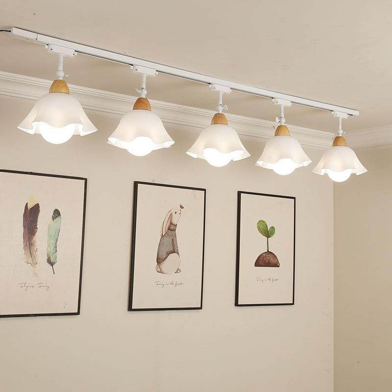 北欧led护眼轨道灯花朵实木客厅餐厅无主灯商用补光防眩背景射灯,家装灯饰光源,明装射灯,淘宝优惠券,粉丝福利购,淘宝优惠卷