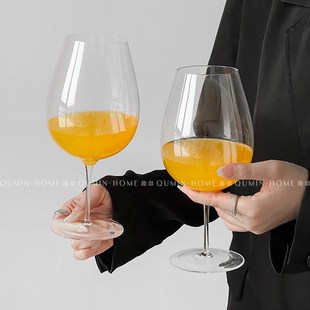 红酒杯轻奢勃艮第葡萄酒杯高档大号高脚杯家用玻璃酒杯 Qumin欧式