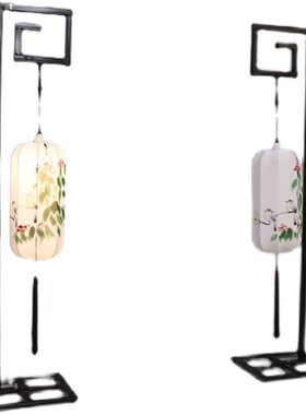 新款中式手绘弯钩灯笼路引仿花鸟灯宫灯路引中式创意婚庆道具