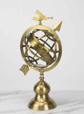 欧式铜色地球仪轻奢摆件复古科技感书房软装工艺装饰品桌面摆设