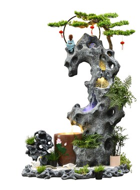 高山流水喷泉循环水景观庭院客厅花园阳台造景布置太湖石假山摆件