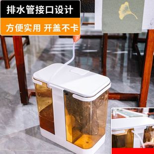 茶水桶家用干湿分离茶渣桶茶道废水桶按压弹盖双分类收纳桶厨余桶