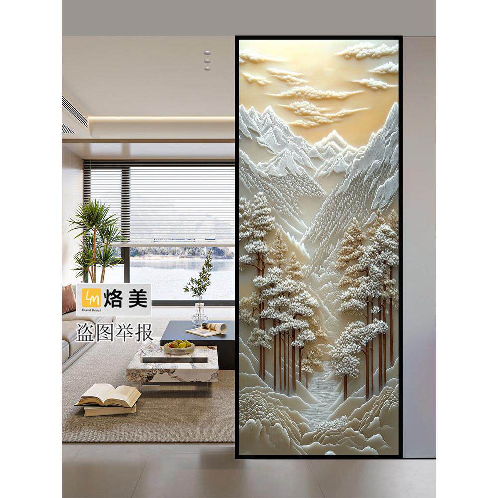 豪华艺术玻璃客厅屏风餐厅隔断浴室入口背景18D立体新技术定制