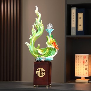 招财龙鱼鱼跃龙门客厅装 饰品电视柜酒柜摆设家居店铺业礼品