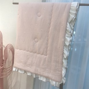 A类韩版 花边小樱桃全棉双层纱布夏被柔软透气儿童夏凉被空调被