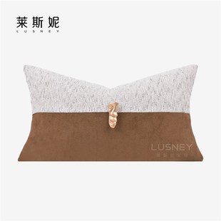 床上腰枕靠垫套 轻奢样板房间进口鹿皮割绒抱枕沙发客厅设计师款