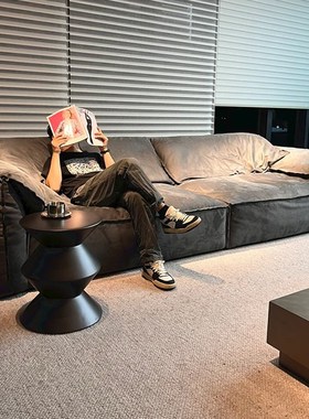 Baxter大象耳朵沙发意式极简客厅小户型深色布艺懒人磨砂布沙发