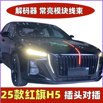 25款红旗H5中网灯常亮改装LED流水灯发光标机盖h5旗标灯常亮模块