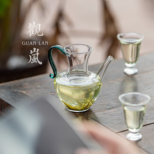 分茶器茶海 观岚透明耐热玻璃公道杯家用手工小号匀杯公杯单个中式