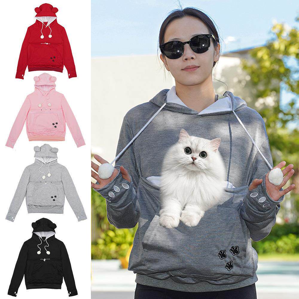 跨境秋冬欧美女装宠物猫咪亲子装休闲套头卫衣连帽狗狗狗外套男装