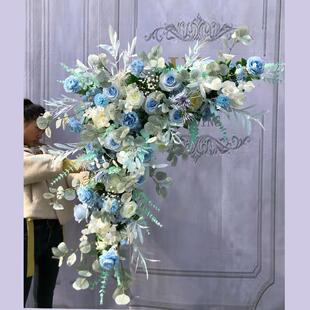 婚庆三角花排结婚拱门花舞台背景迎宾区布置排花仿真绢花花艺 新款