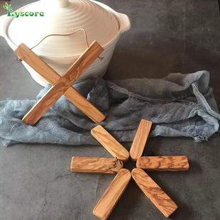 防滑防烫隔热垫实木家用锅垫可折叠砂锅餐桌垫盘垫碗垫 橄榄木欧式